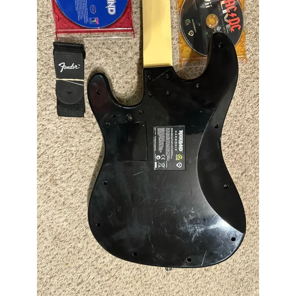 Nintendo Wii Rock Band Guitar w Dongle Strap 2 Games RockBand Lego AC/DC Tested